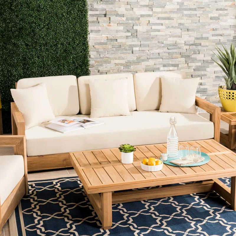 Solid Teak Weatherproof Outdoor Seating Set With Cushions-4